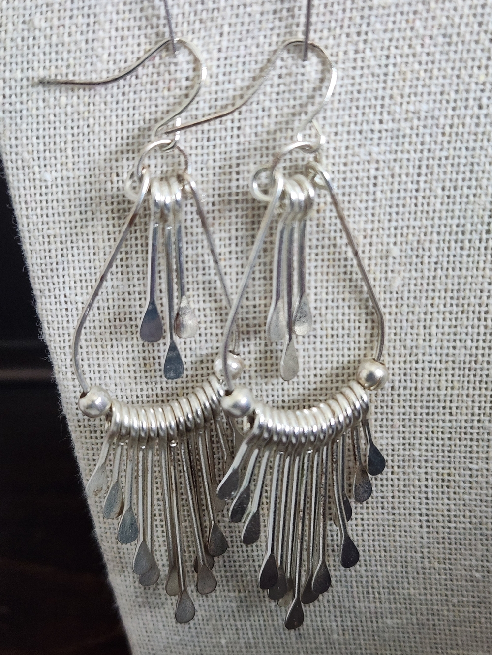 Stainless Fringe Drop Earrings - Silver